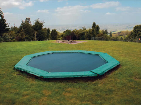 Trampoline outside Pirongia Forest Park Lodge